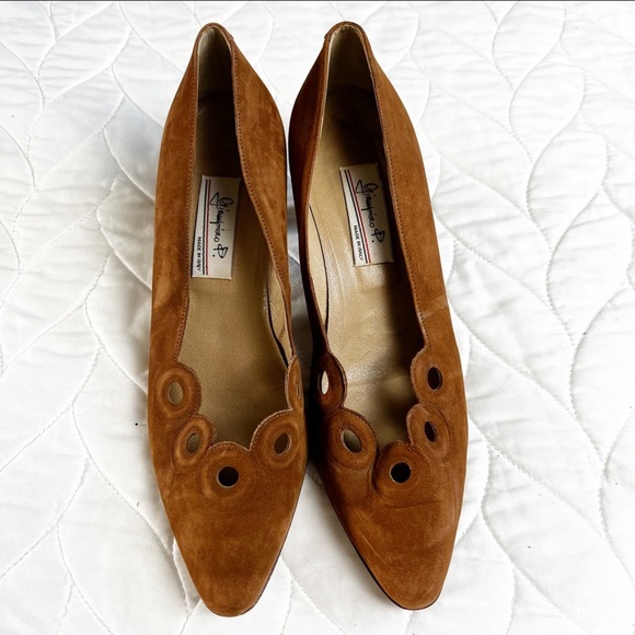 Vintage Giampero P. - Brown Italian‎ Leather Pumps - Sz. 8.5 - Picture 1 of 8